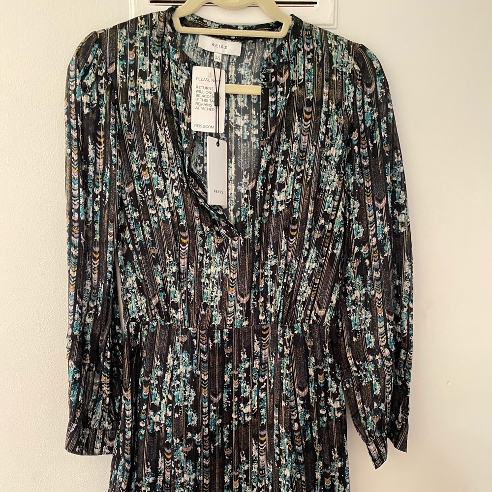 Reiss Miriam-Stripe Lurex Shift Dress